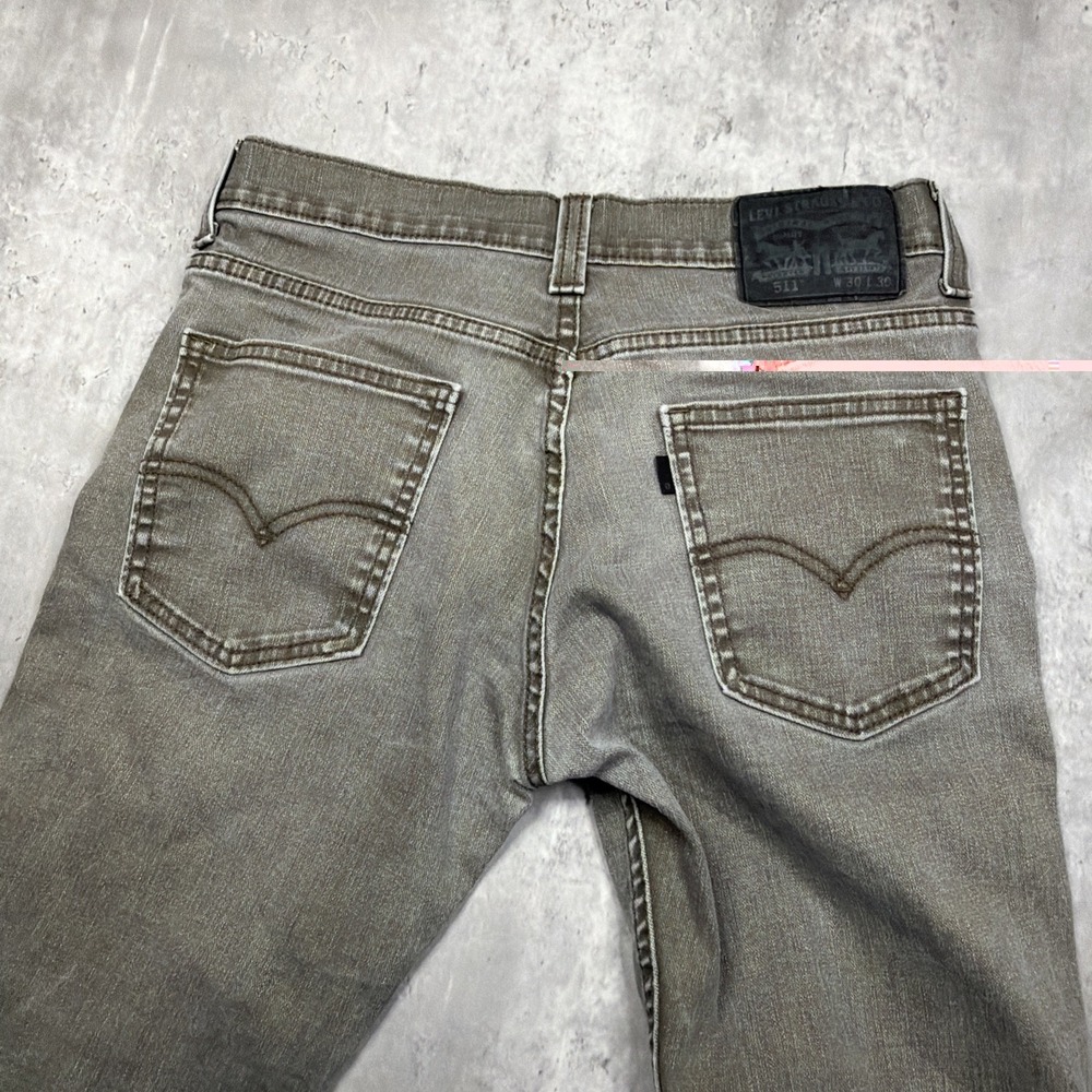 Levi's 511 Slim Fit Jeans Mens 30x30 Gray Wash Straight Leg Stretch Denim USA - Picture 11 of 12